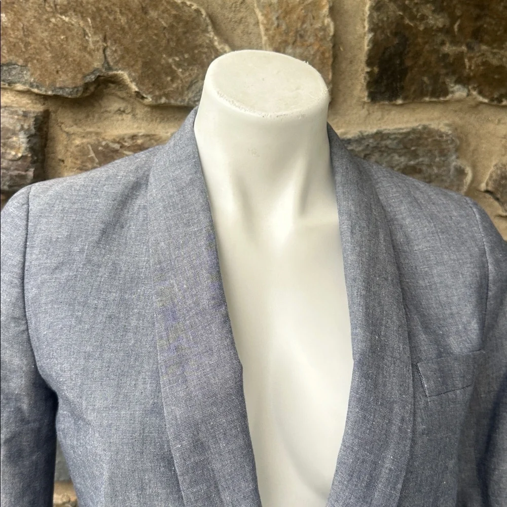 J. Crew Shawl Collar One Button Blazer Jacket in Gray/Blue Size 2